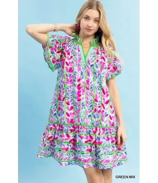 Olivia Green Vine Babydoll Dress