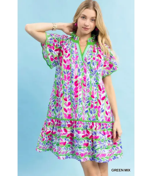 Olivia Green Vine Babydoll Dress