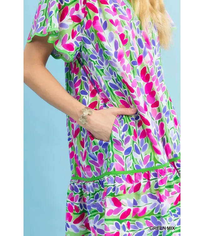 Olivia Green Vine Babydoll Dress