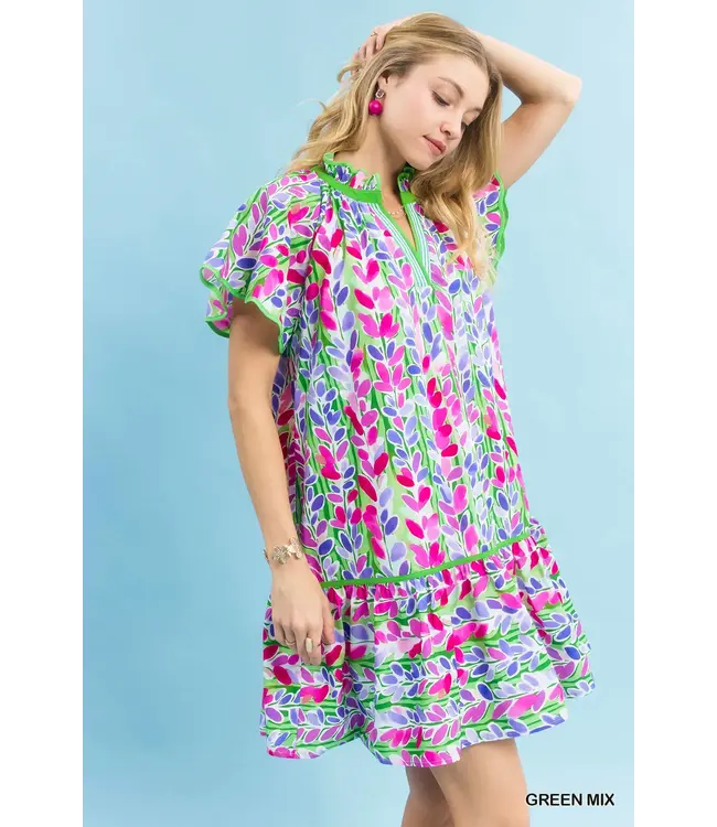 Olivia Green Vine Babydoll Dress