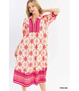 Reagan Pink Bloom Midi Dress