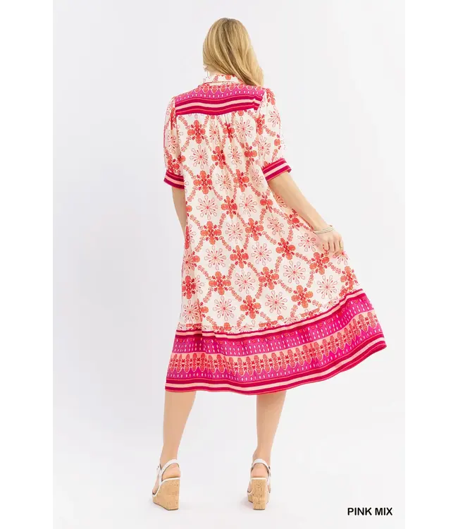 Reagan Pink Bloom Midi Dress