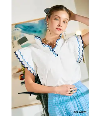 Maddie Off White Scallop Top