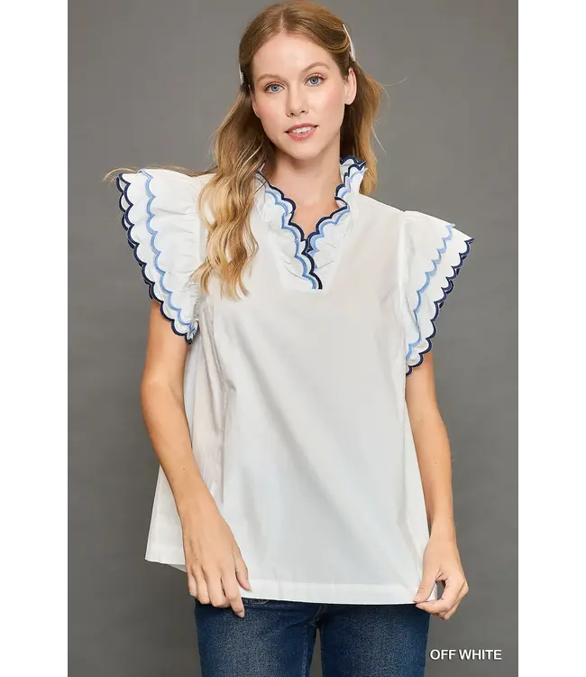 Maddie Off White Scallop Top