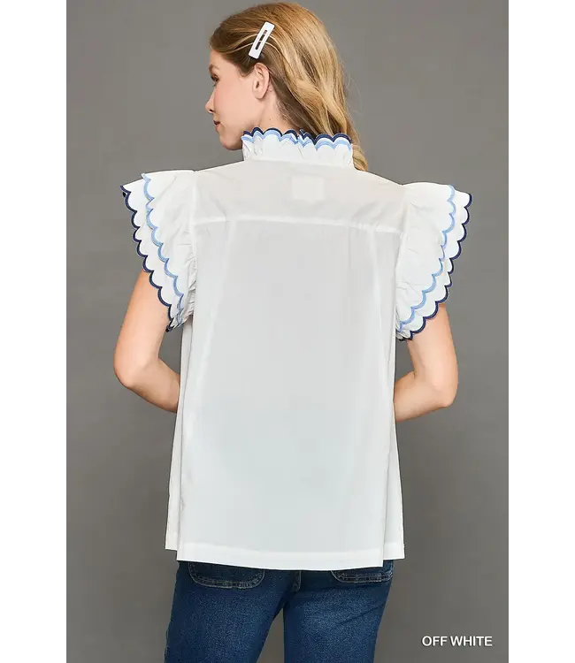 Maddie Off White Scallop Top