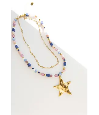 BELJOY Ziggy Star Blue Layered Necklace