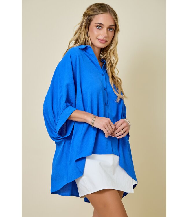 Tracy Azure Button Down Top