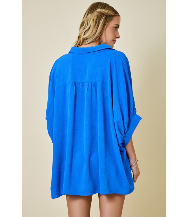 Tracy Azure Button Down Top