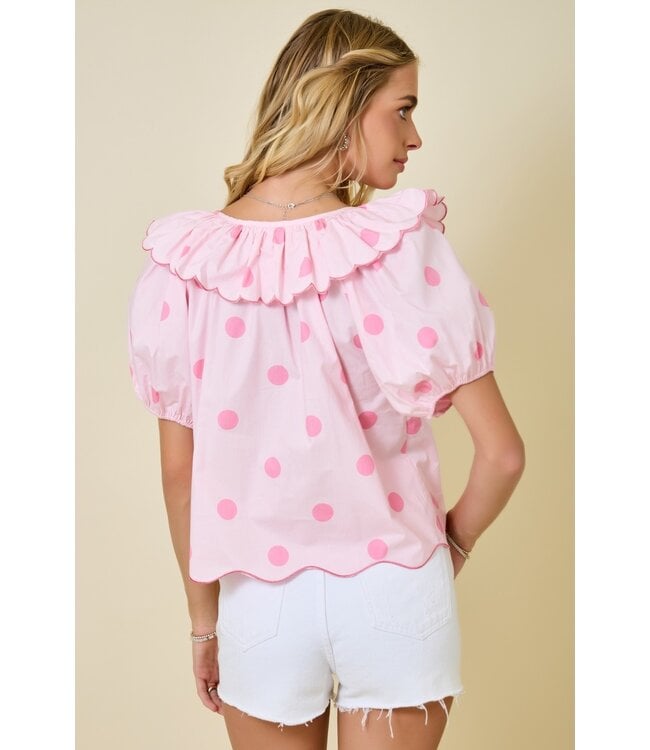 Sally Pink Polka Dot Top