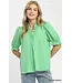 Marty Island Green Gingham Top