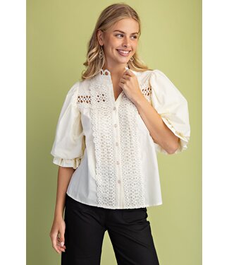 Gigio Amanda Cream Button Down Blouse