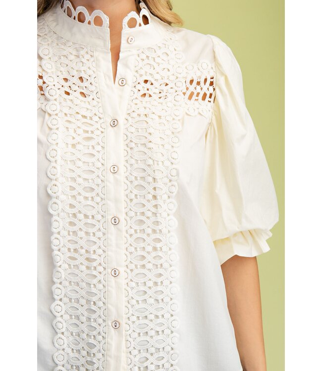 Amanda Cream Button Down Blouse