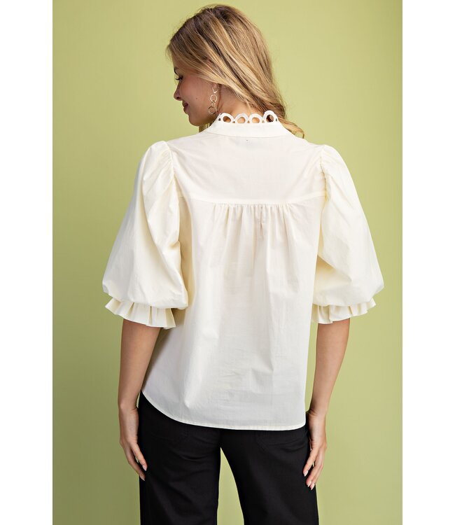 Amanda Cream Button Down Blouse
