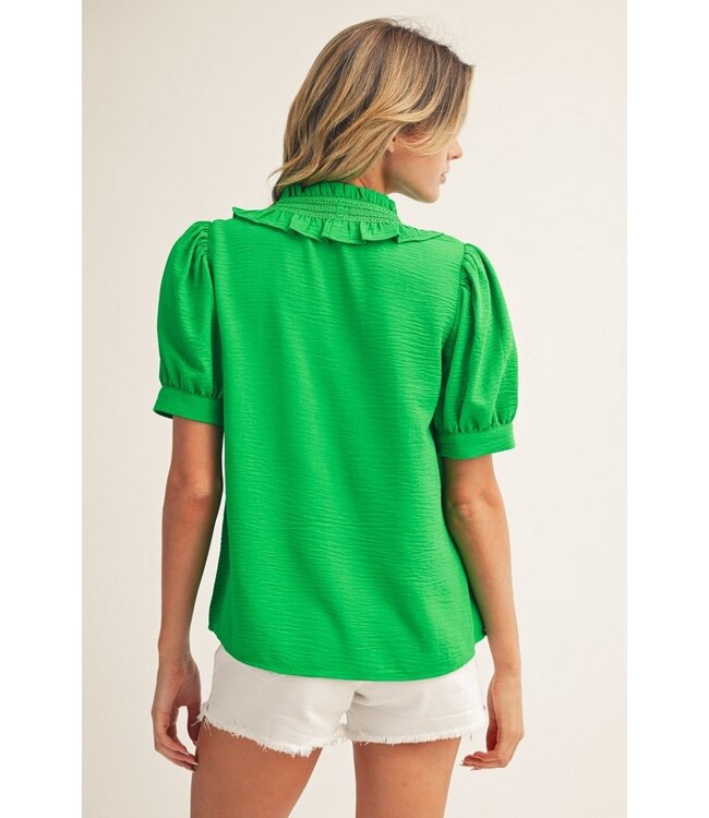 Cheryl Kelly Green Crinkled Top