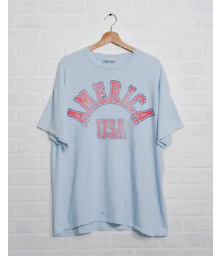LivyLu America Light Blue Graphic Tee