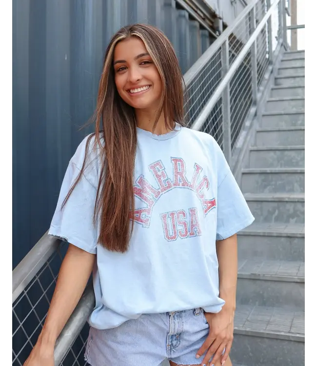 America Light Blue Graphic Tee