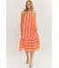 Amy Orange Striped Midi Dress