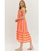 Amy Orange Striped Midi Dress