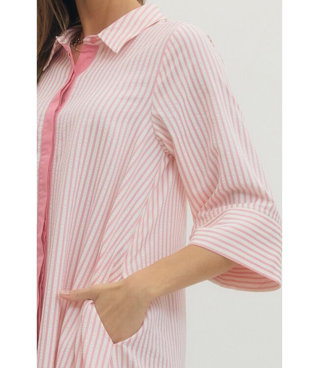 Polly Pink Striped Midi Dress