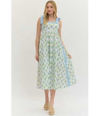 Entro Molly White Botanical Midi Dress