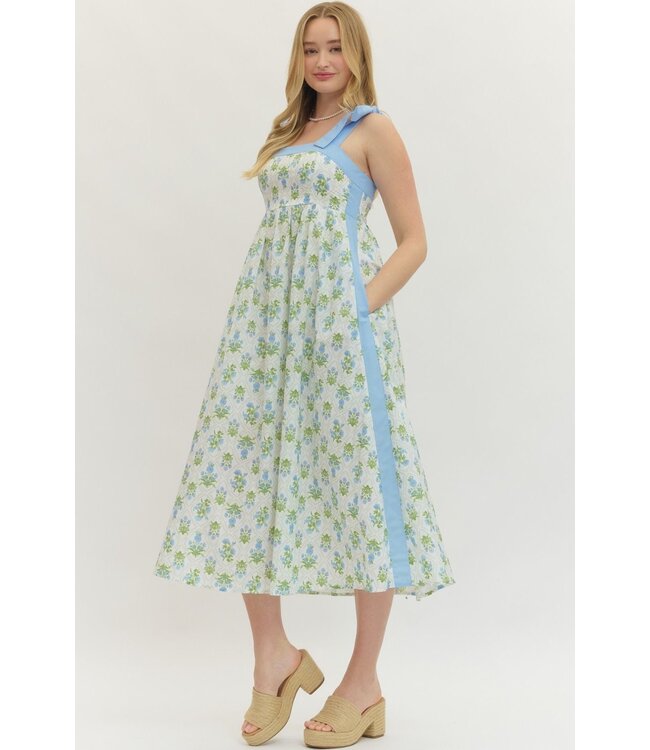 Molly White Botanical Midi Dress