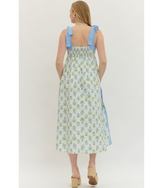 Molly White Botanical Midi Dress