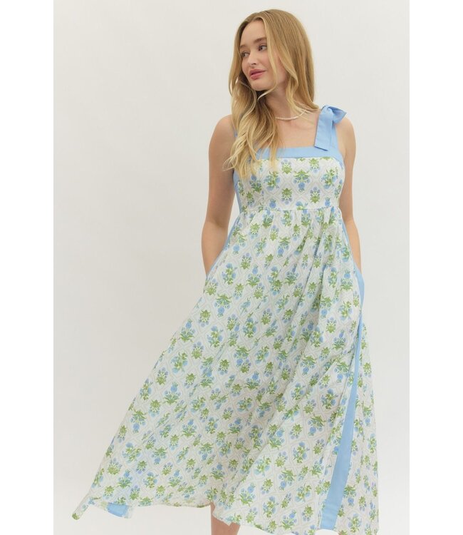 Molly White Botanical Midi Dress