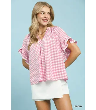Patricia Peony Gingham Ruffle Top