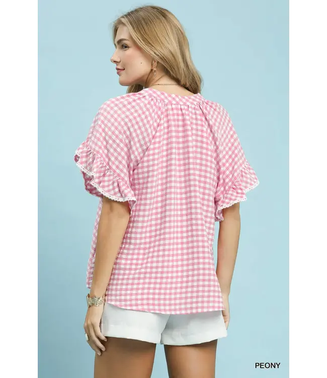 Patricia Peony Gingham Ruffle Top
