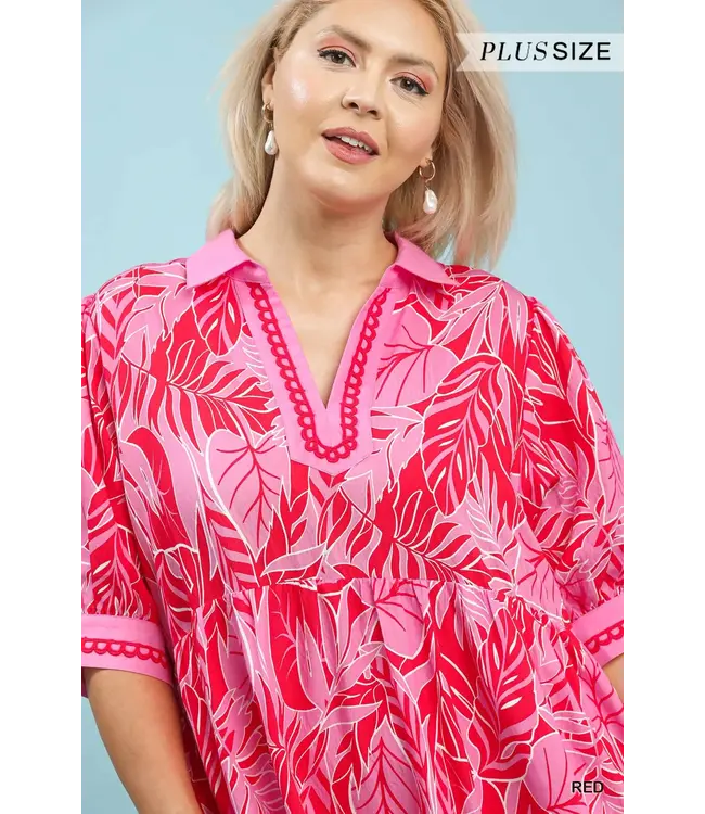 Ruby Red Leafy Midi Dress