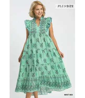 Mason Mint Floral Midi Dress