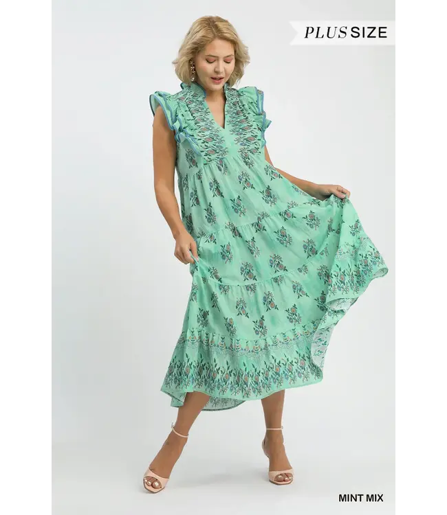 Mason Mint Floral Midi Dress