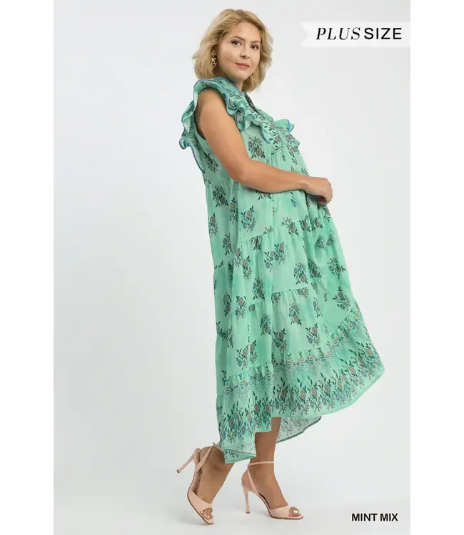 Mason Mint Floral Midi Dress