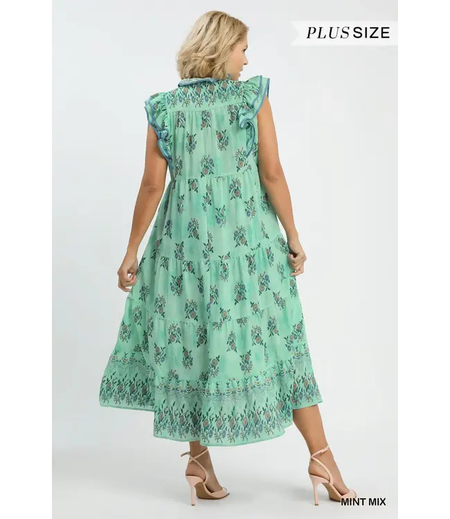 Mason Mint Floral Midi Dress