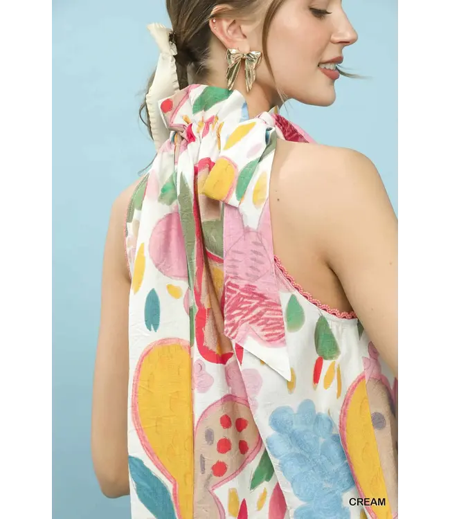 Claire Cream Floral Halter Boho Top