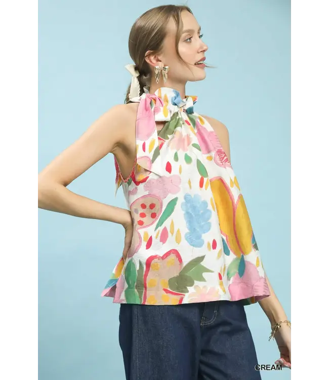 Claire Cream Floral Halter Boho Top