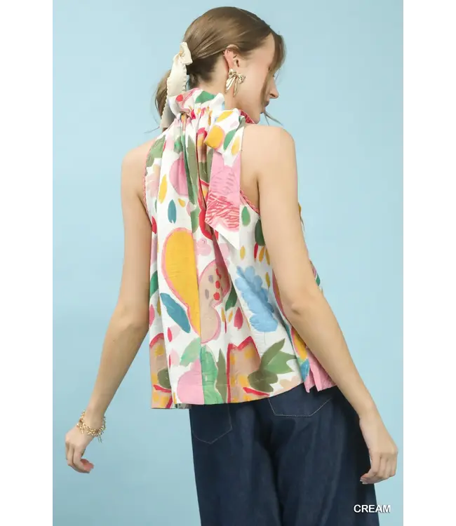 Claire Cream Floral Halter Boho Top