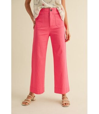 Merci Joni Berry Pink Wide Leg Cropped Pants