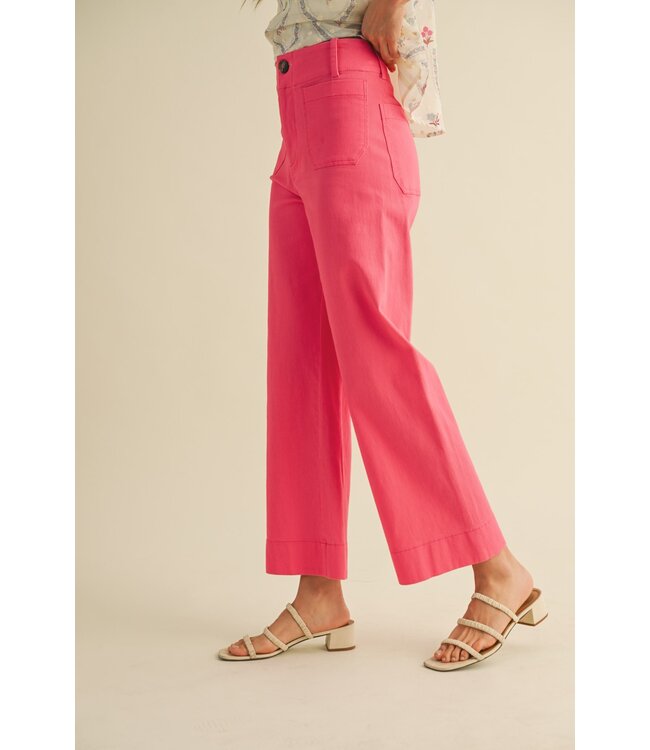 Joni Berry Pink Wide Leg Cropped Pants