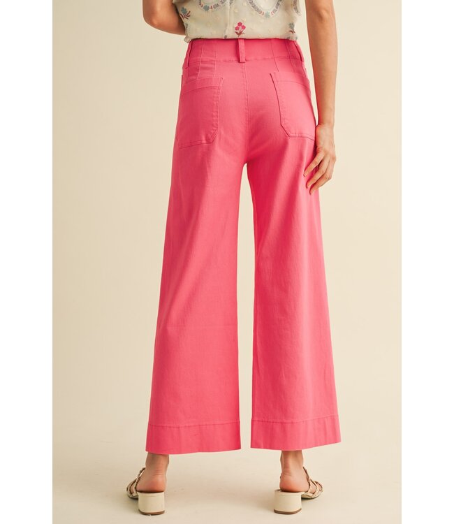 Joni Berry Pink Wide Leg Cropped Pants