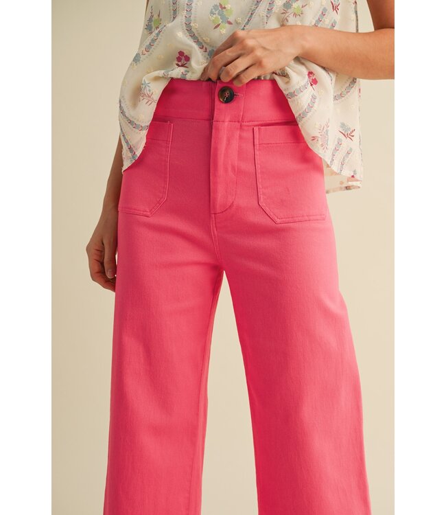 Joni Berry Pink Wide Leg Cropped Pants