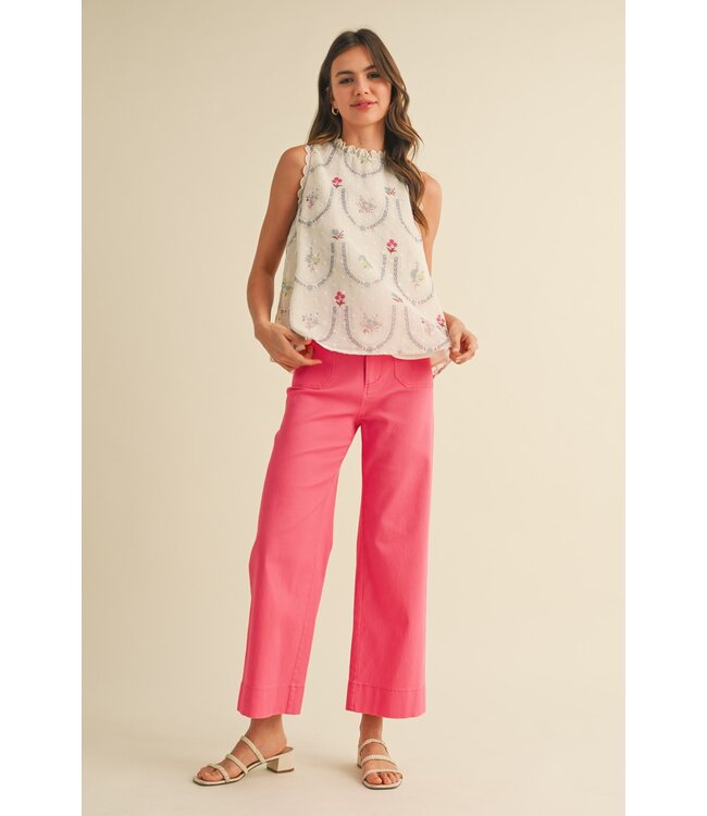 Joni Berry Pink Wide Leg Cropped Pants