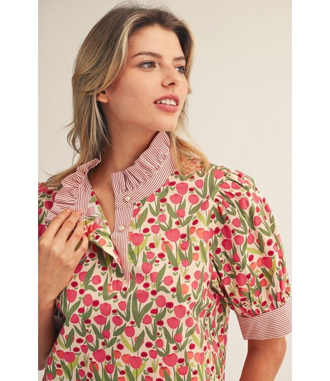 Samantha Red Floral Top