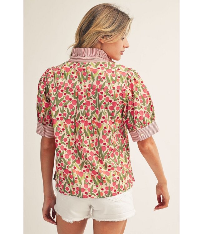 Samantha Red Floral Top