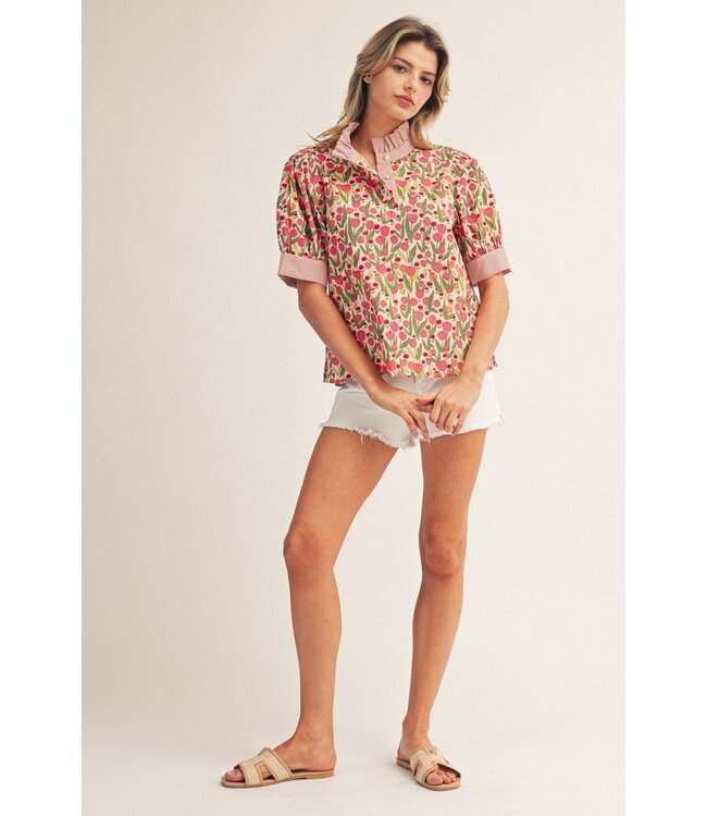 Samantha Red Floral Top