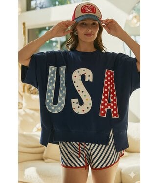 LovLov USA Navy Polka Dot Top