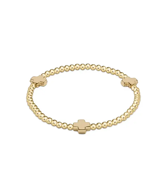 Enewton Signature Cross Gold Pattern 3mm Bead Bracelet