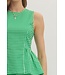 Willow Green Gingham Peplum Top