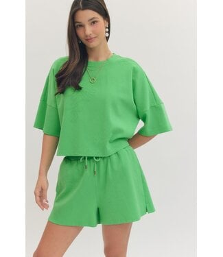 Entro Aspen Green Floral Embroidered Top