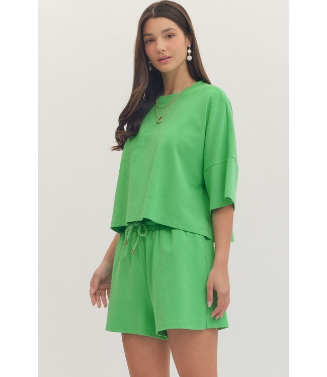 Aspen Green Floral Embroidered Top